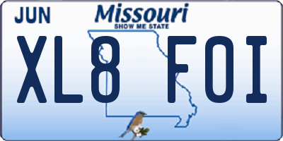MO license plate XL8F0I