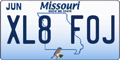 MO license plate XL8F0J