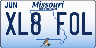 MO license plate XL8F0L