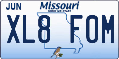 MO license plate XL8F0M