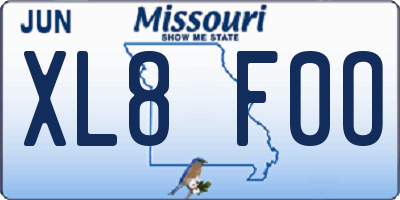 MO license plate XL8F0O