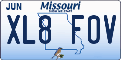 MO license plate XL8F0V