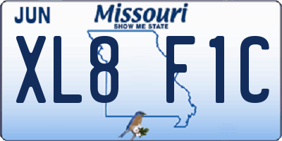 MO license plate XL8F1C