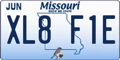 MO license plate XL8F1E