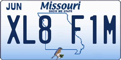 MO license plate XL8F1M