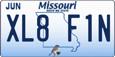 MO license plate XL8F1N