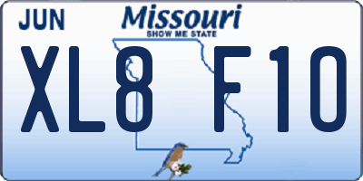 MO license plate XL8F1O