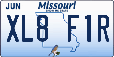 MO license plate XL8F1R