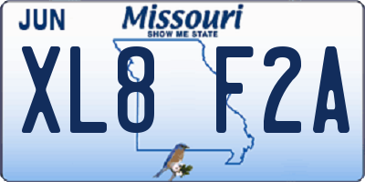 MO license plate XL8F2A