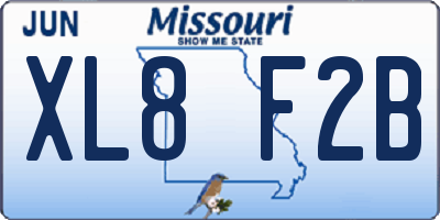 MO license plate XL8F2B
