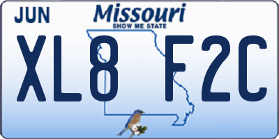 MO license plate XL8F2C