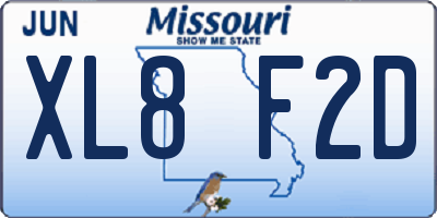 MO license plate XL8F2D