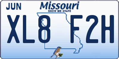 MO license plate XL8F2H