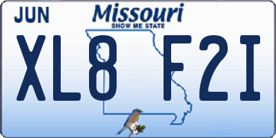 MO license plate XL8F2I