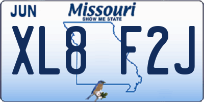 MO license plate XL8F2J