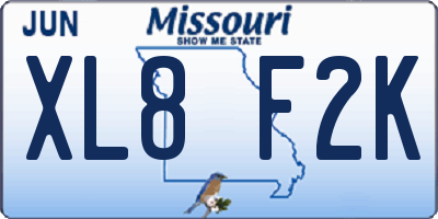 MO license plate XL8F2K