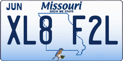 MO license plate XL8F2L