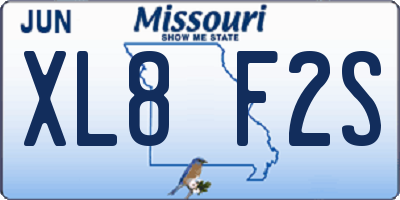 MO license plate XL8F2S
