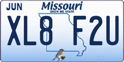 MO license plate XL8F2U