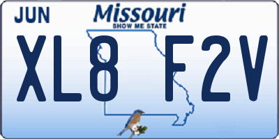 MO license plate XL8F2V