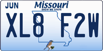 MO license plate XL8F2W