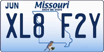 MO license plate XL8F2Y