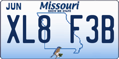 MO license plate XL8F3B