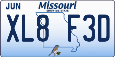 MO license plate XL8F3D