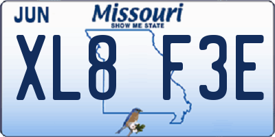 MO license plate XL8F3E