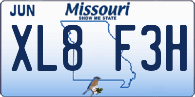 MO license plate XL8F3H