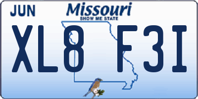 MO license plate XL8F3I
