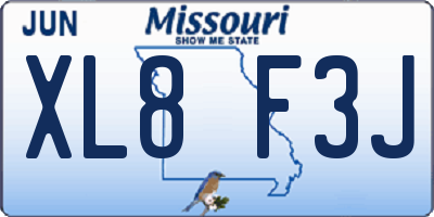 MO license plate XL8F3J