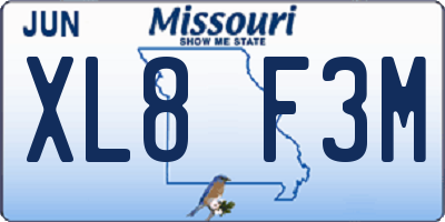 MO license plate XL8F3M