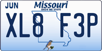 MO license plate XL8F3P