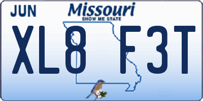 MO license plate XL8F3T
