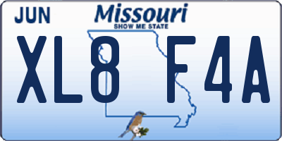 MO license plate XL8F4A
