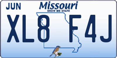 MO license plate XL8F4J