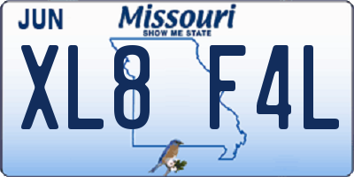 MO license plate XL8F4L
