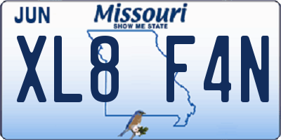 MO license plate XL8F4N