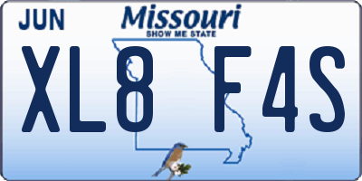 MO license plate XL8F4S