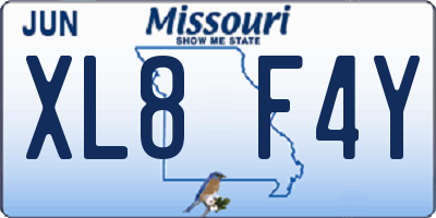 MO license plate XL8F4Y