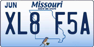 MO license plate XL8F5A