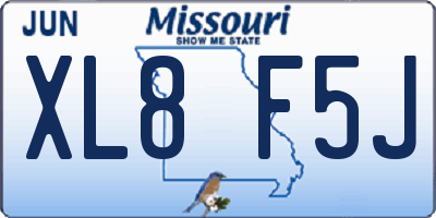 MO license plate XL8F5J
