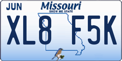 MO license plate XL8F5K