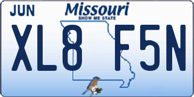 MO license plate XL8F5N