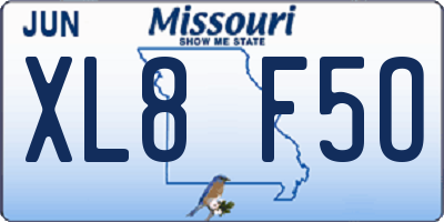MO license plate XL8F5O