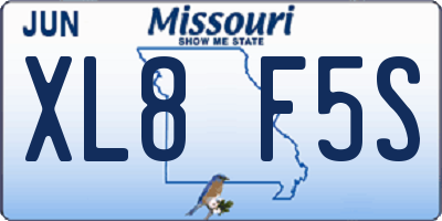 MO license plate XL8F5S
