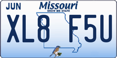 MO license plate XL8F5U