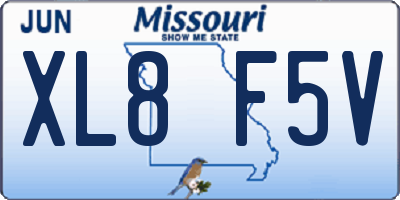 MO license plate XL8F5V