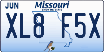 MO license plate XL8F5X
